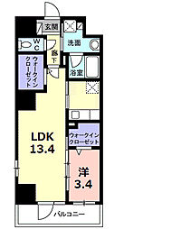 カーサプリマ 1LDKの間取図画像