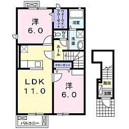 ウェストスワンプB 2LDKの間取図画像