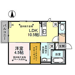 メゾンド樫の木B 1LDKの間取図画像