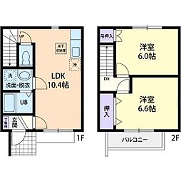 フォーリアF2 2LDKの間取図画像