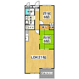 インペリアル京都 6階2LDKの間取り