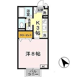 JR福知山線 福知山駅 徒歩14分の賃貸アパート 2階1Kの間取り