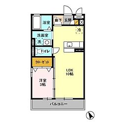 ベルデュール 1LDKの間取図画像