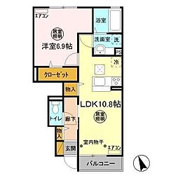 ドッググレイスコート 1LDKの間取図画像