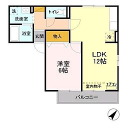 カーサバッカスA 1LDKの間取図画像
