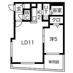 ラ・コーザ北円山 1階1LDKの間取り