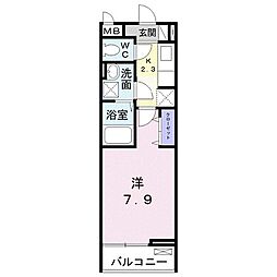 レーヴ市ヶ尾 1Kの間取図画像