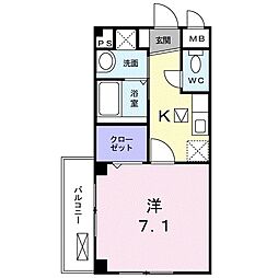 ラ・グラシア 1Kの間取図画像
