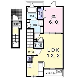 ヒュッゲ2 1LDKの間取図画像