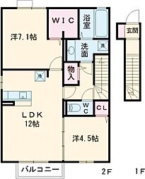 ポサーダ本城 2LDKの間取図画像