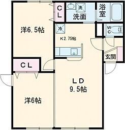 プレミールF館 2LDKの間取図画像