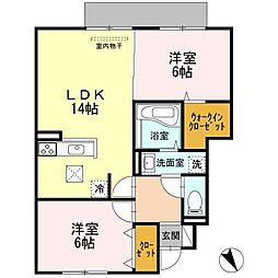 シャルマンハイムB 2LDKの間取図画像