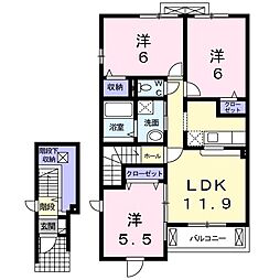プリマヴェーラＡ 2階3LDKの間取り