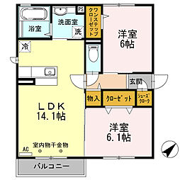 ブランシェール　Ａ 2階2LDKの間取り