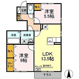リビングタウン青葉　Ａ 1階2LDKの間取り