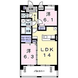 サニーレジデンス西三国Neo 2LDKの間取図画像