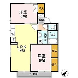 セジュールM-B 2LDKの間取図画像