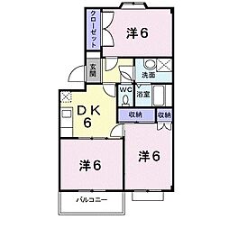 プラドール桜 2階3DKの間取り