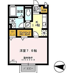 ヴァンベール 1Kの間取図画像