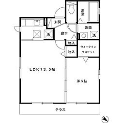 ベルジェD 1LDKの間取図画像