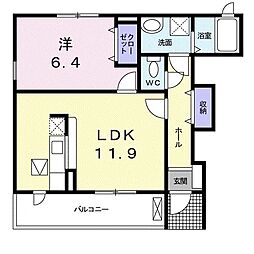 トゥルー 1階1LDKの間取り