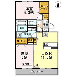 メゾンブランシュ 2LDKの間取図画像