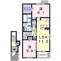 モンアンテリユール桃山K 2LDKの間取図画像