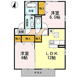 ソレーユハイム1 2LDKの間取図画像