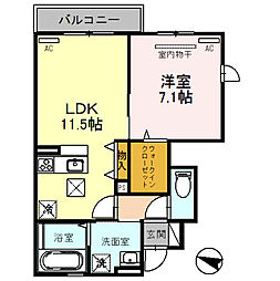 LIVIN’ON　EAST 1階1LDKの間取り