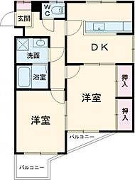 松瀬春日ビル 2DKの間取図画像