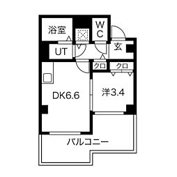 ＧｒａｎＶｉｔａ 2階1DKの間取り