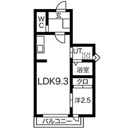 ラ・クラス モリオカ 1階1LDKの間取り