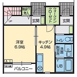 メゾンドマーニ 1Kの間取図画像