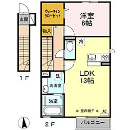 シュプールA 1LDKの間取図画像