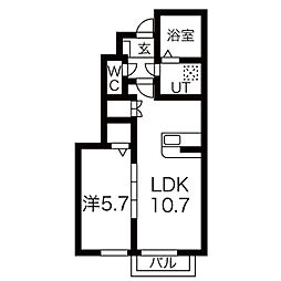 ブルームーン 1LDKの間取図画像