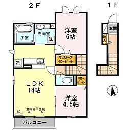 ミクスト　Ｂ 2階2LDKの間取り