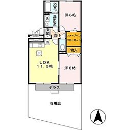 アンダンテ 1階2LDKの間取り