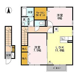 シャルマン2 2LDKの間取図画像