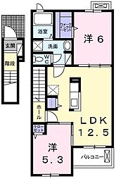 エスペランサ香寺2 2LDKの間取図画像
