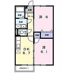 エスポワール石渡II 2階2DKの間取り