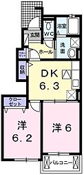 シン.シン.ハウスC 2DKの間取図画像