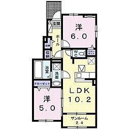シャルマンブリッサ 2LDKの間取図画像