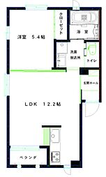 アイディアル早岐II 1階1LDKの間取り