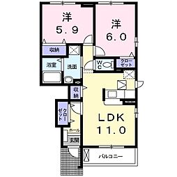 フィオリーレB 2LDKの間取図画像
