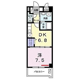 ブローテ城岳 1DKの間取図画像