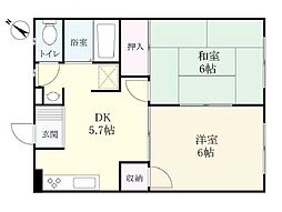 リベルテ白石　Ａ棟 1階2DKの間取り