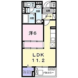 プロスパーf 1LDKの間取図画像
