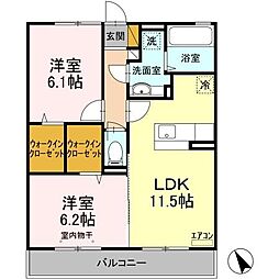 ウィル　ステージ 2階2LDKの間取り