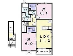 メゾンレーヴ 2LDKの間取図画像