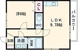 パーチェ・筑後B 1LDKの間取図画像